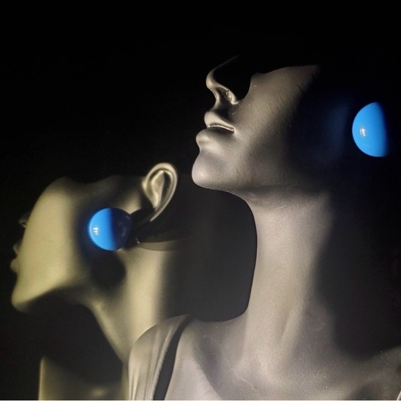 Ball shaped Sapphire Blue Earrings - Picture 2 of 3